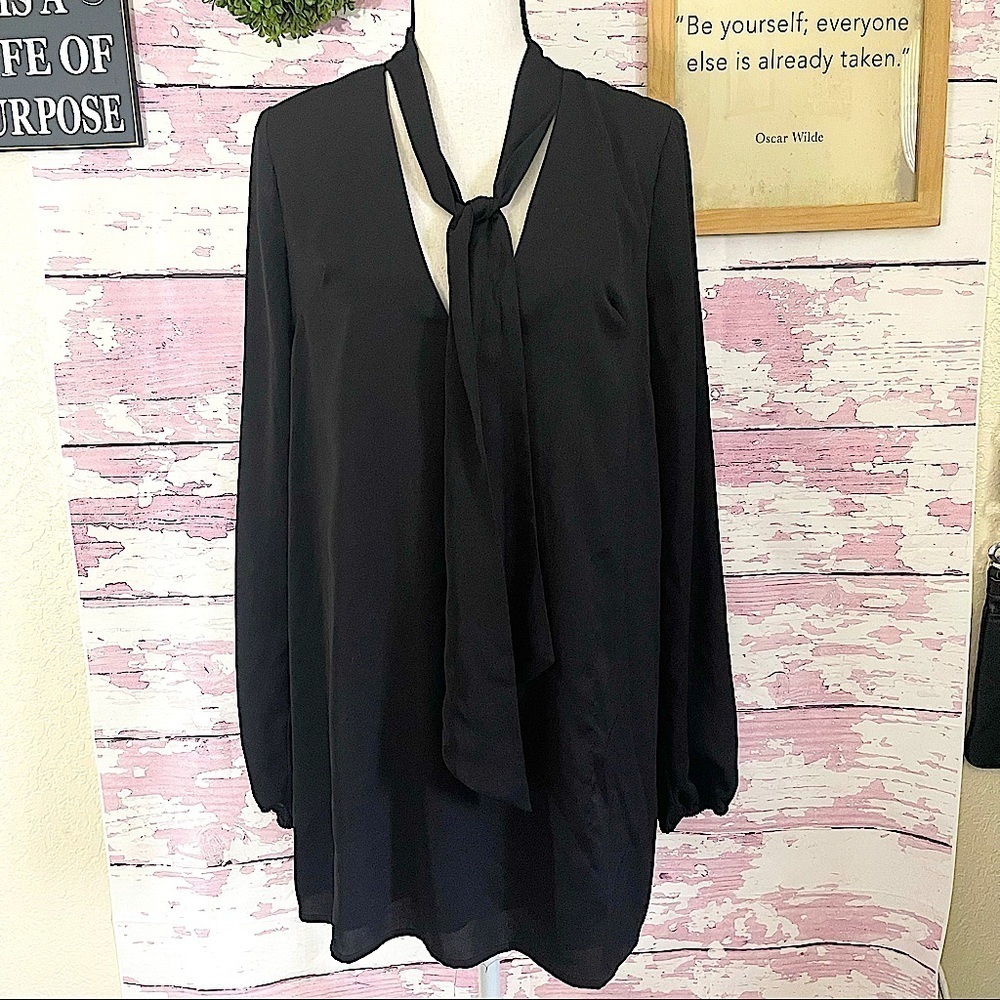 TOBI Women’s Black Long Sleeve Scarf Dress Medium EUC